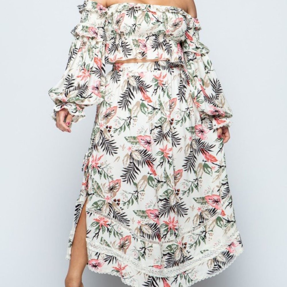 Plus Size Maxi Skirt Set 2pc-Ivory